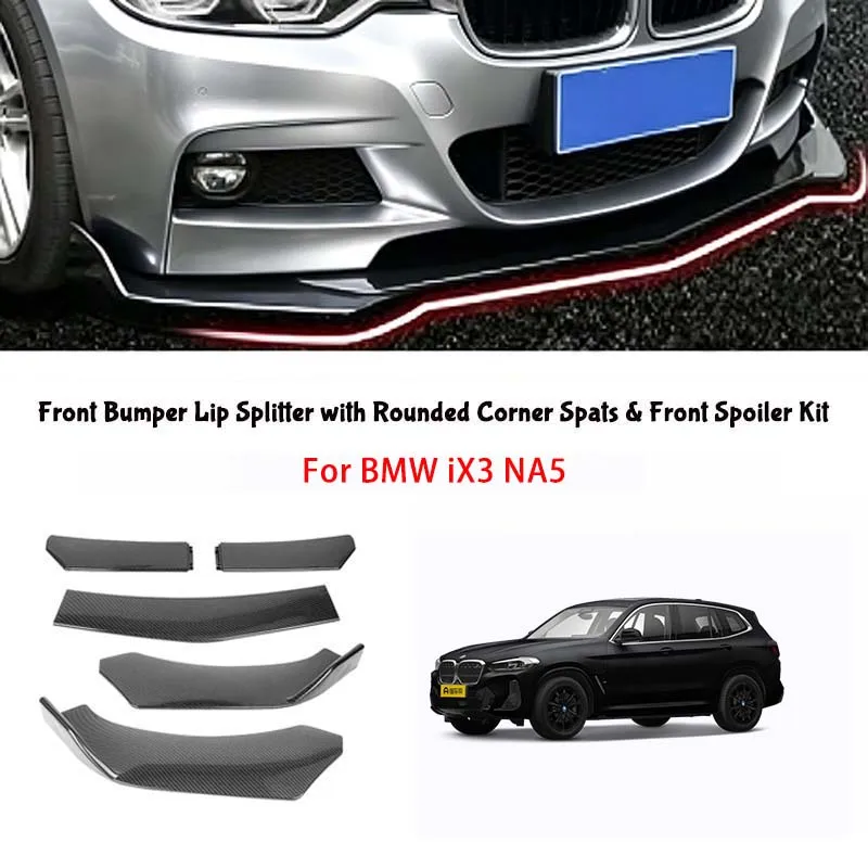 5-Segment Adjustable Front Bumper Lip Splitter Body Kit For BMW iX3 NA5