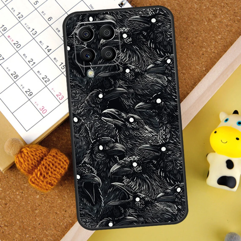 Raven Crow Skull pattern Case For Samsung Galaxy M14 M34 M54 M31 M51 M12 M32 M52 M13 M23 M33 M53 M30s M31s M20 Cover