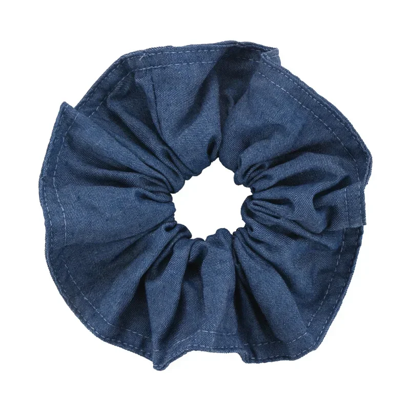 Retro Denim Blue Hair Scrunchies Lady Fashion Square Scarf Headband for Women Temperament Hair Rope Tie Ponytail Rubber Band New