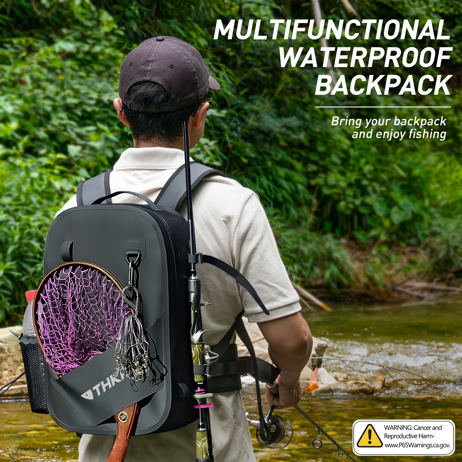 THKFISH Fishing Backpack IPX8 Waterproof Fly Fishing Backpacks Big Capacity Fishing Tackle Storage Packs Outdoor Sport Backpack