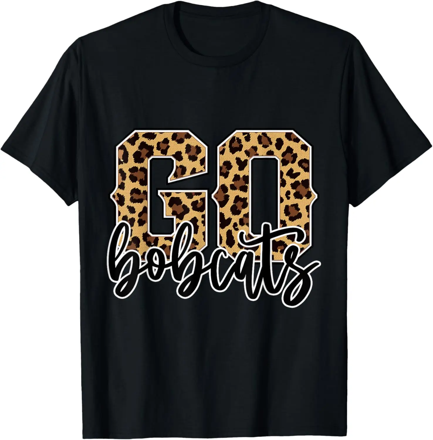 Bobcats Go Bobcats Leopard Print Womens Cheetah Graphic T-Shirt