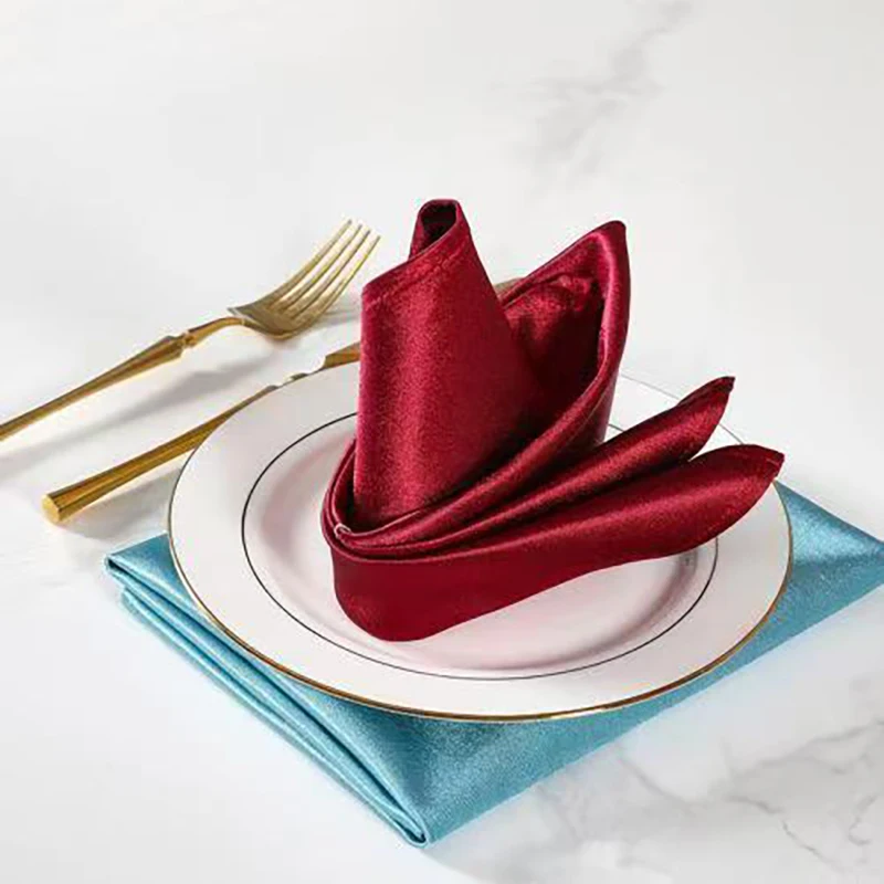 Polyester Serving Fabric Napkin Cloth Table Dinner Plates Linen Handkerchief Towel Set For Hotel Wedding Party Events Decoration