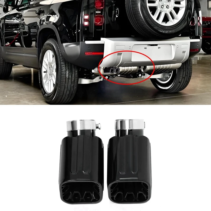 Car Exhaust Tip Tailpipe Stainless Steel Square Muffler Tip Nozzle For Land Rover Defender 90 110 L663 Diesel Version