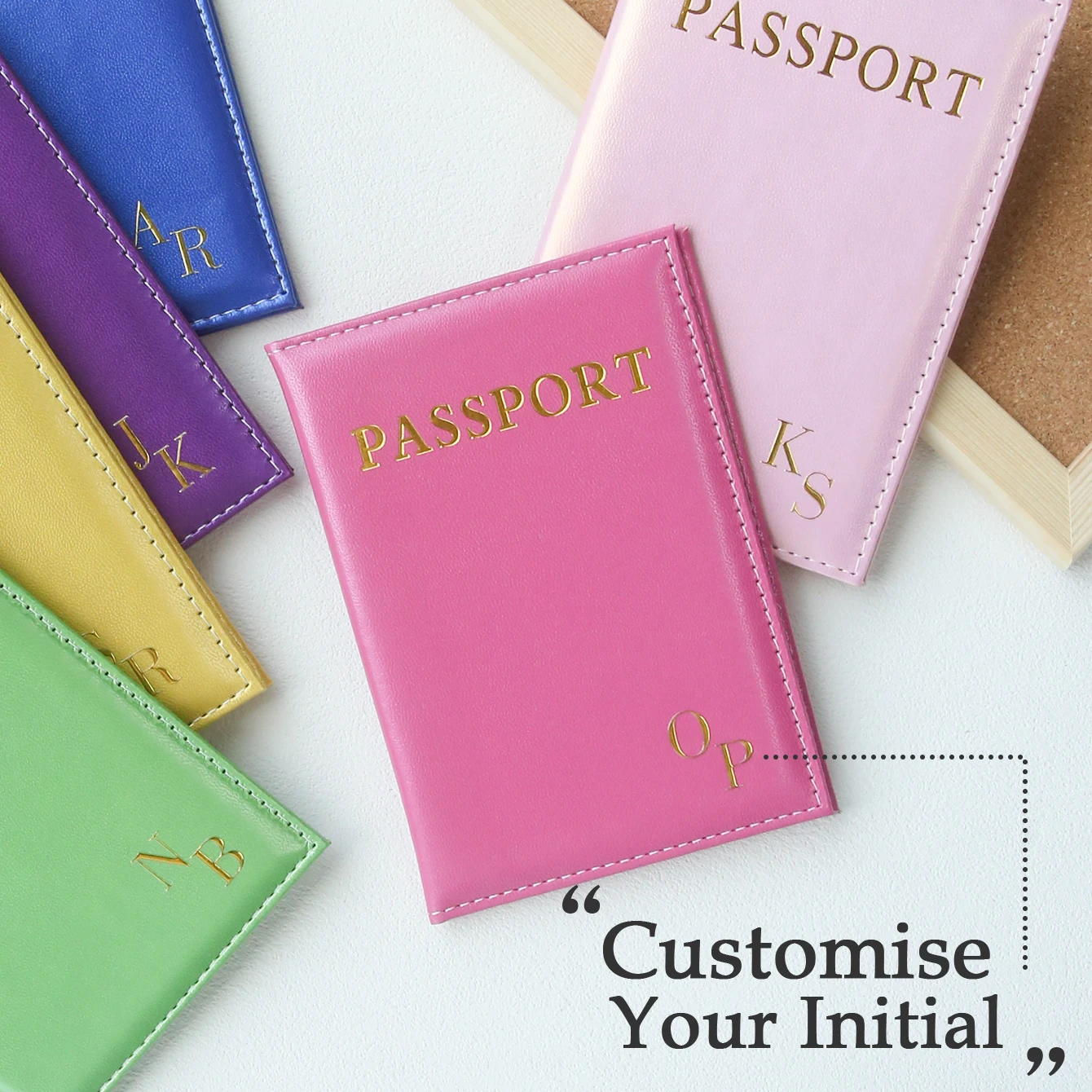 

1PCS Personalized Initial Letter Passport Holder Customized Gold Monogram Colorful Faux Leather Passport Cover For Friends
