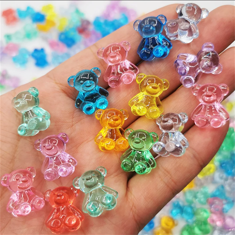 Mini pièces de jeu en acrylique transparent en forme d'ours, accessoires de jeu de société, 10 pièces, 20/50 pièces, 18x15x11mm