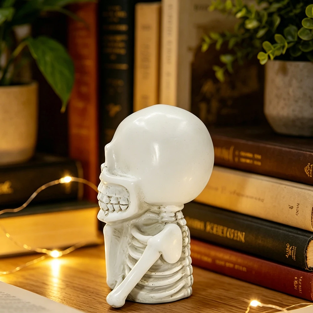 Skull Bust Resin Ornament for Halloween Season Suitable for Home Living Room Office or Themed Event Tabletop and Shelf Displays