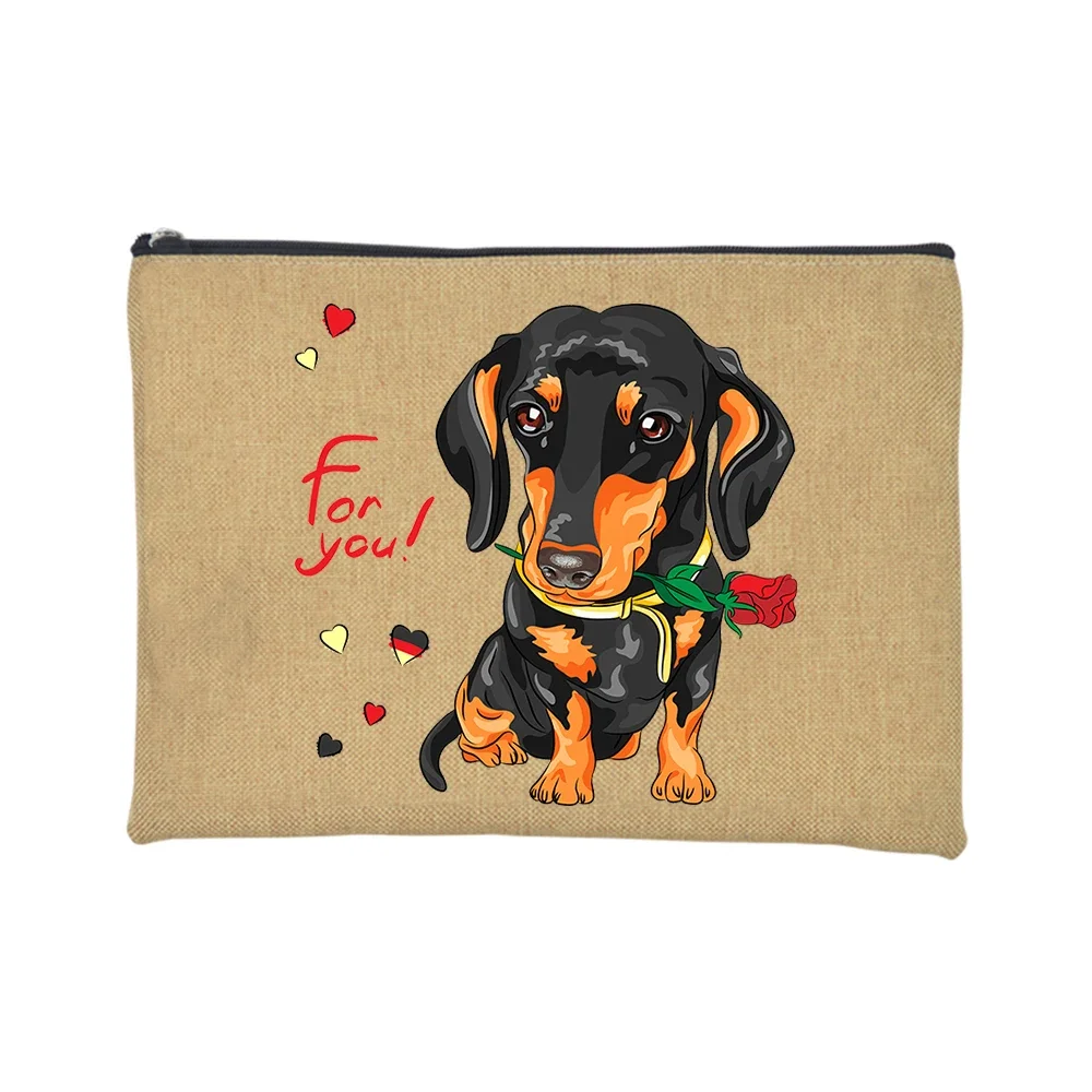 Short Legs But Big Attitude Dachshund Dog Print Makeup Bag Travel Toiletry Organizer Women\'s Cosmetic Bags Zipper Clutch Pouch