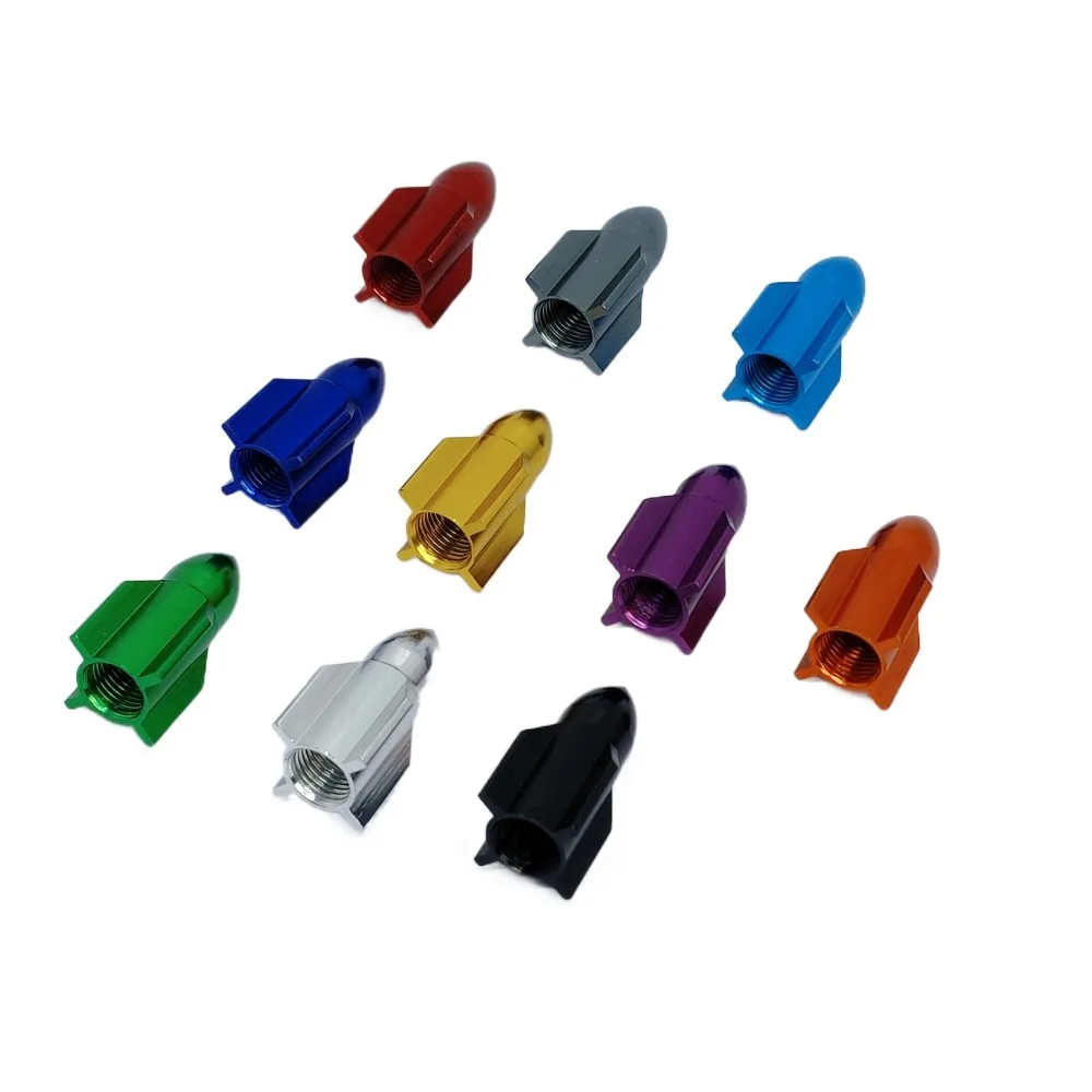 

Multicolor Car Tire Valve Cap Rocket Shape Aluminum Alloy Motorcycles Air Dust Cap Dustproof Universal