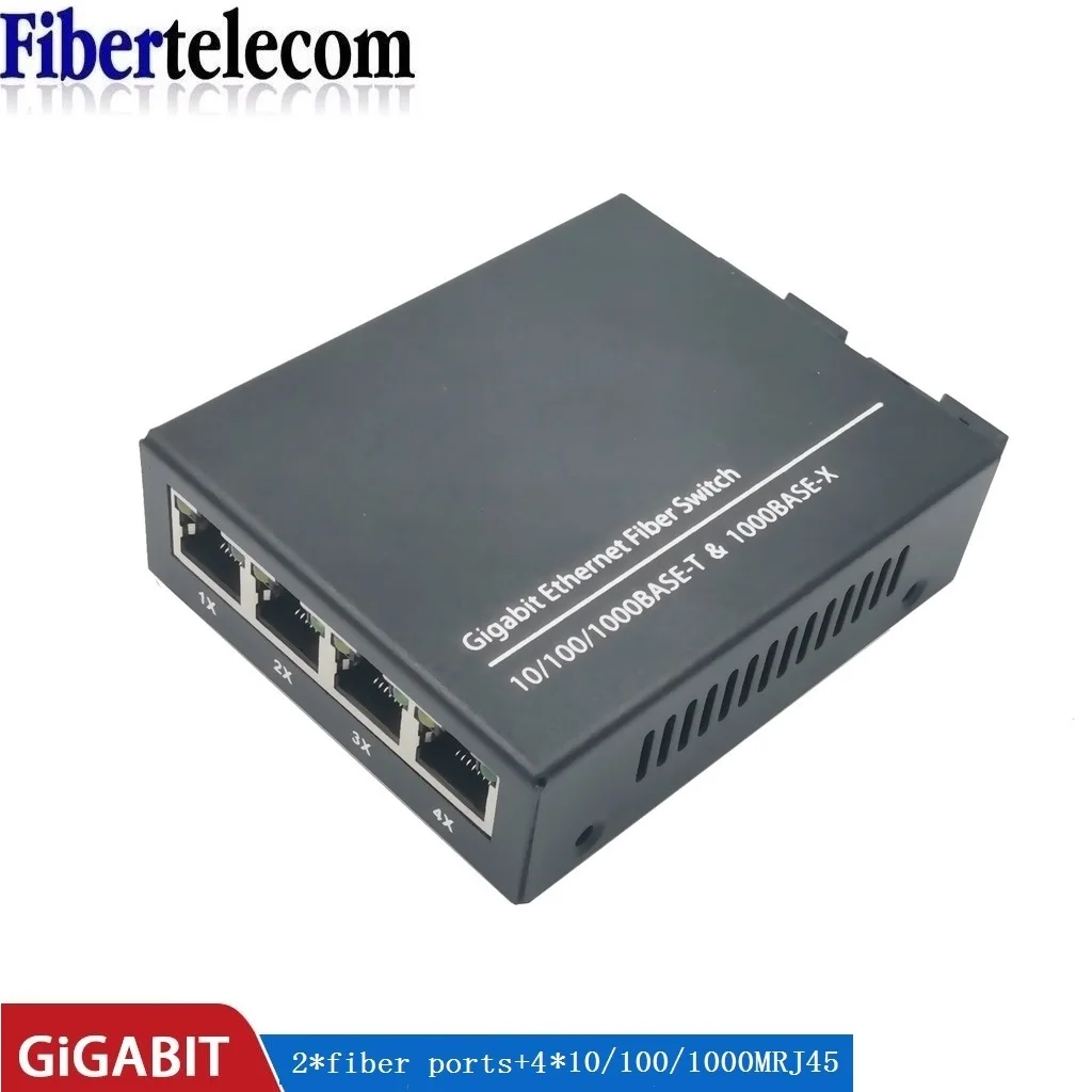 الألياف التبديل 4 RJ45 UTP 2 SC جيجابت الألياف محول الوسائط الضوئية 2SC 4 RJ45 2G4E إيثرنت
