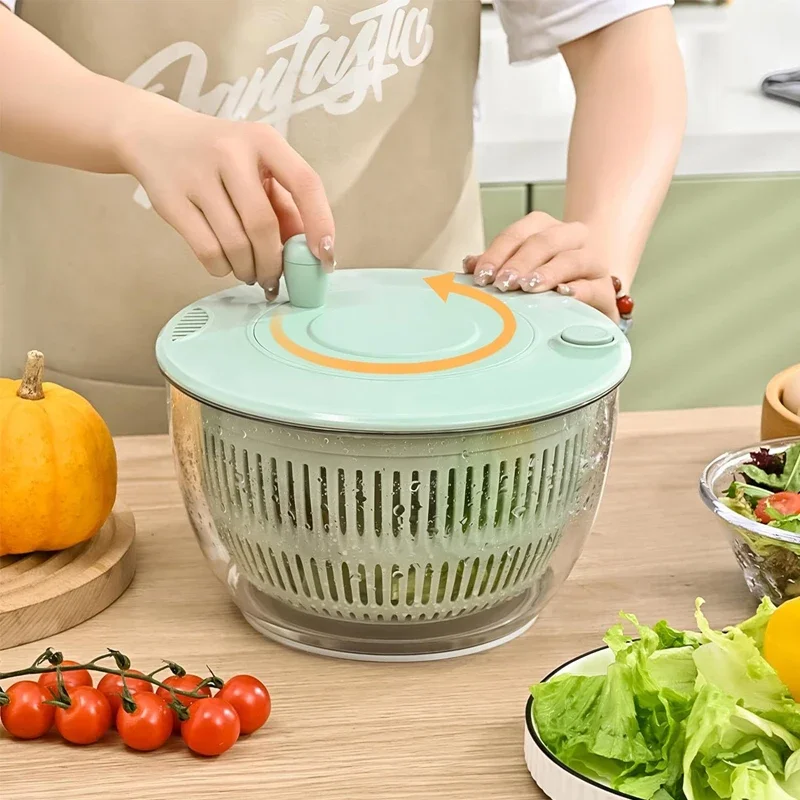 

Vegetable Dryer Spinner Pasta Fries Pump Spinner Manual Water Salad Spinner Fruit Drain Basket Dryer Hand Crank Kitchen Gadget