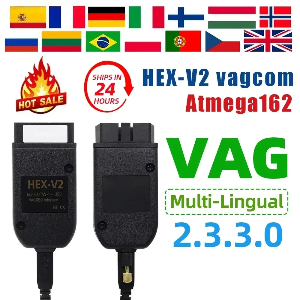 VCDS VAGCOM واجهة VCDSCAN HEX V2 تحديث 23.3.3 لشركة فولكس فاجن لأودي سكودا مقعد أدوات تشخيص السيارات متعددة اللغات