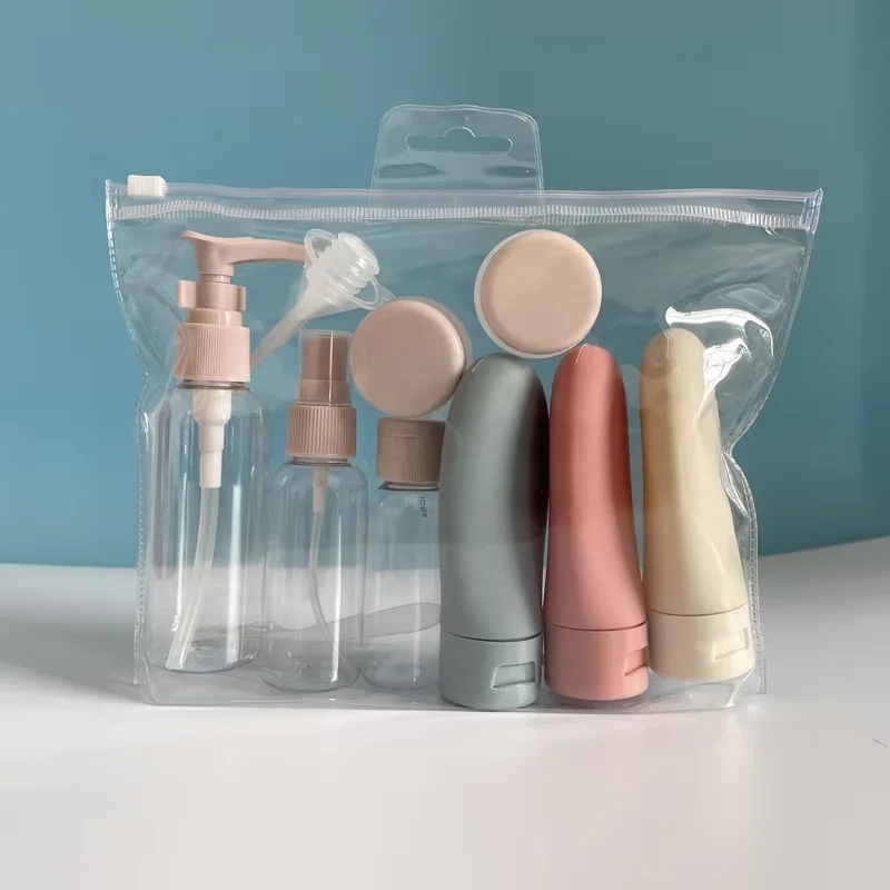 11-teiliges Nachfüllflaschen-Set im nordischen Stil, leere Behälter, tragbare Kosmetikflaschen für Lotion, Toner, Spray, Shampoo, Creme – Detail 1