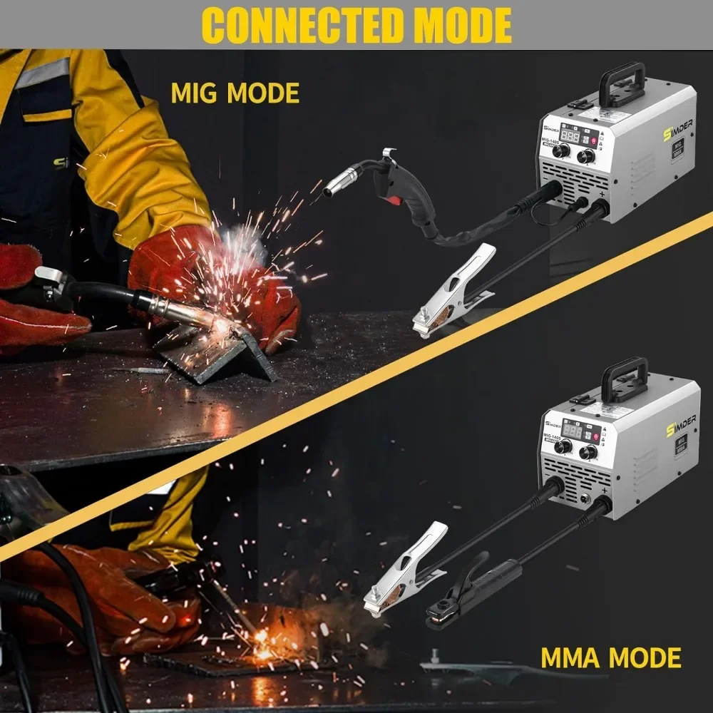 MIG-soldador de doble voltaje con núcleo fundente, núcleo fundente con cable de máquina de soldadura, MIG/ARC, 140A, 2 en 1, 110V/220v