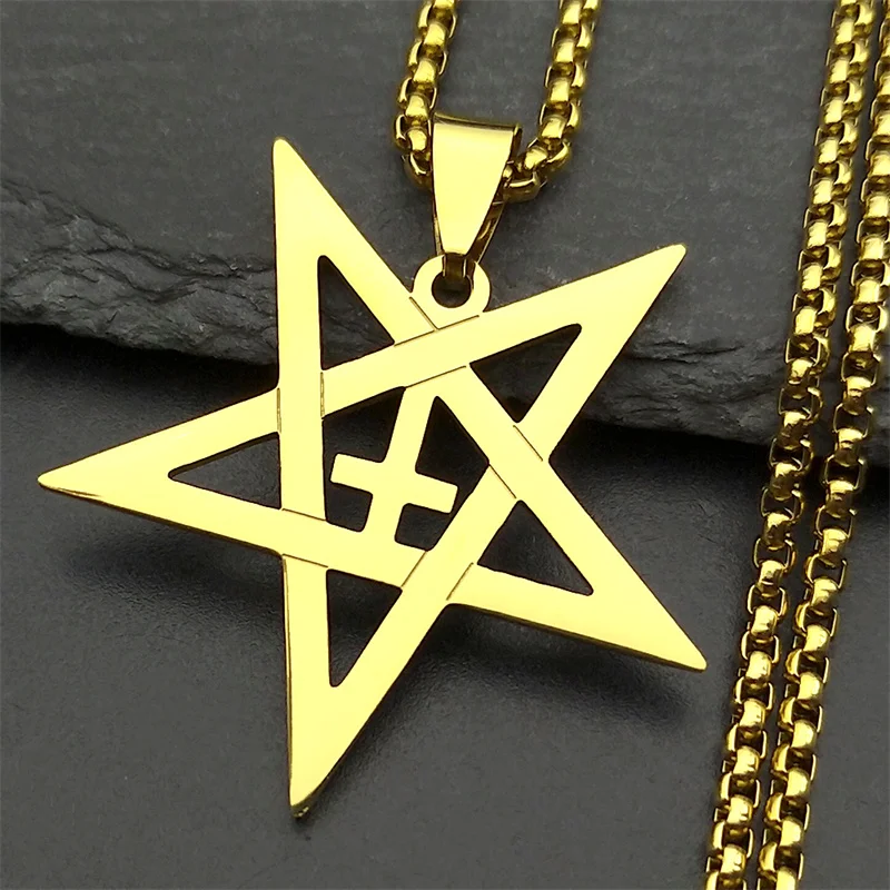 Gothic Witch inverted Pentagram Cross Necklace, Suitable For Both Men and Women, a Satanic Mysticism Talisman, Stainless Steel