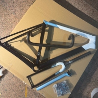 C68 Carbon Fiber Road Bike Frame Disc Brake White-Blue Bicycle Frame T47 Full Carbon Fiber Road Bike Frame Racing Frame Handlebar