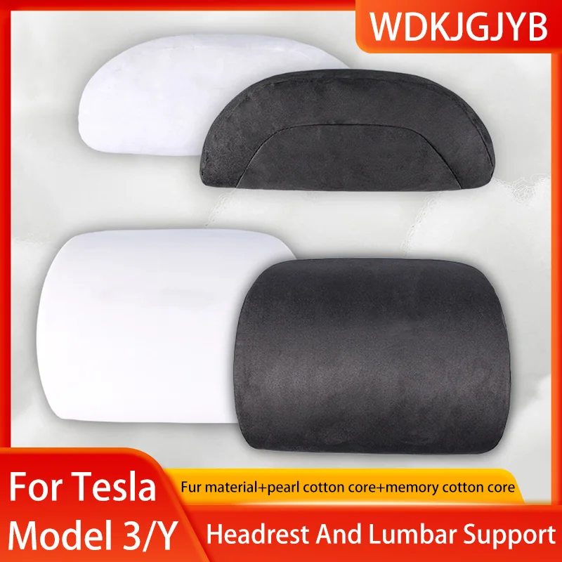 

Для Tesla Model 3/Y автомобильная подушка для шеи, хлопковая защитная поясничная поддержка с эффектом памяти, спинка снимает давление, аксессуары для подголовника автомобиля