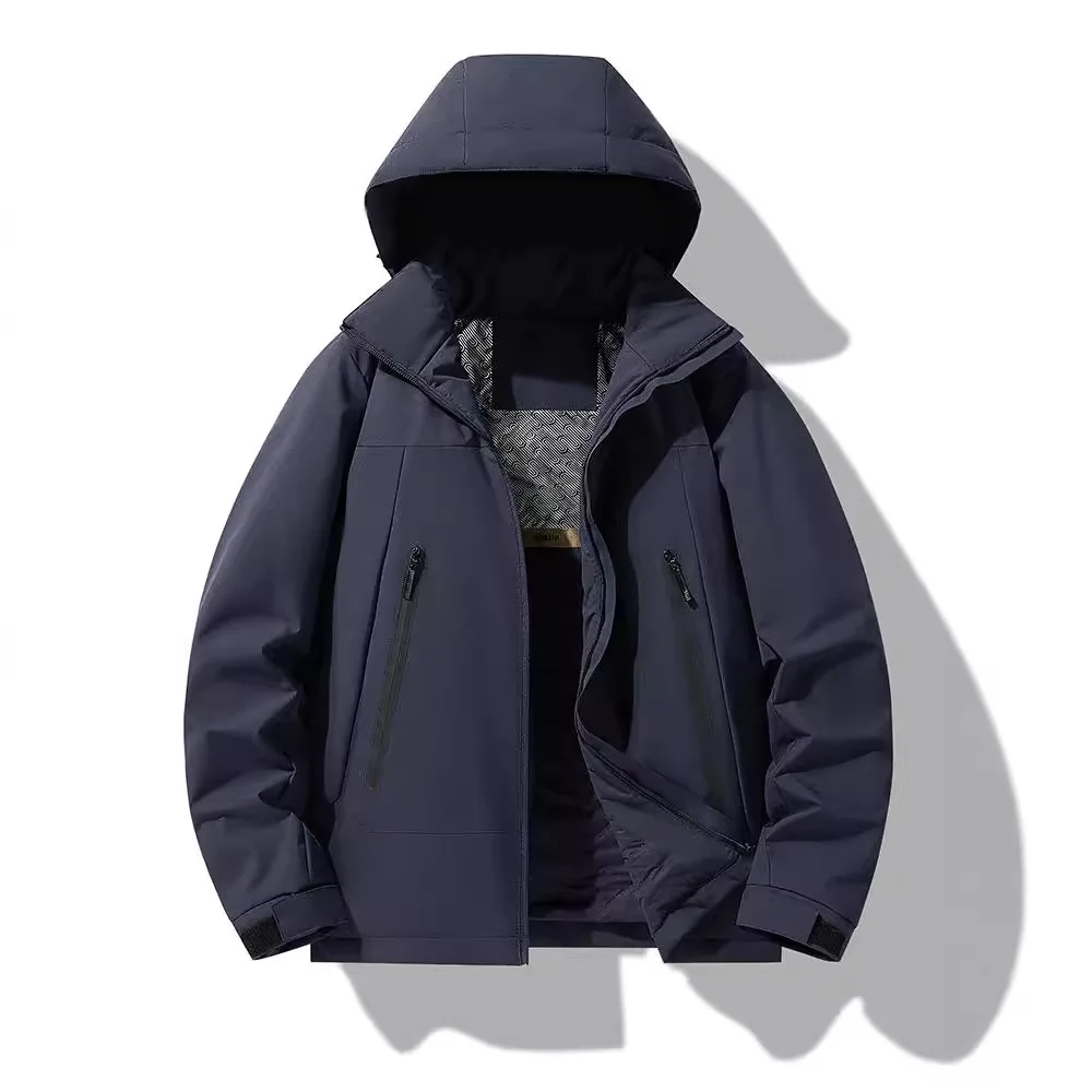 

2025 New Men's Cotton-Padded Outdoor Jacket, Casual Men's Jacket, Trendy Brand, Removable Hood, Waterproof and Windproof
