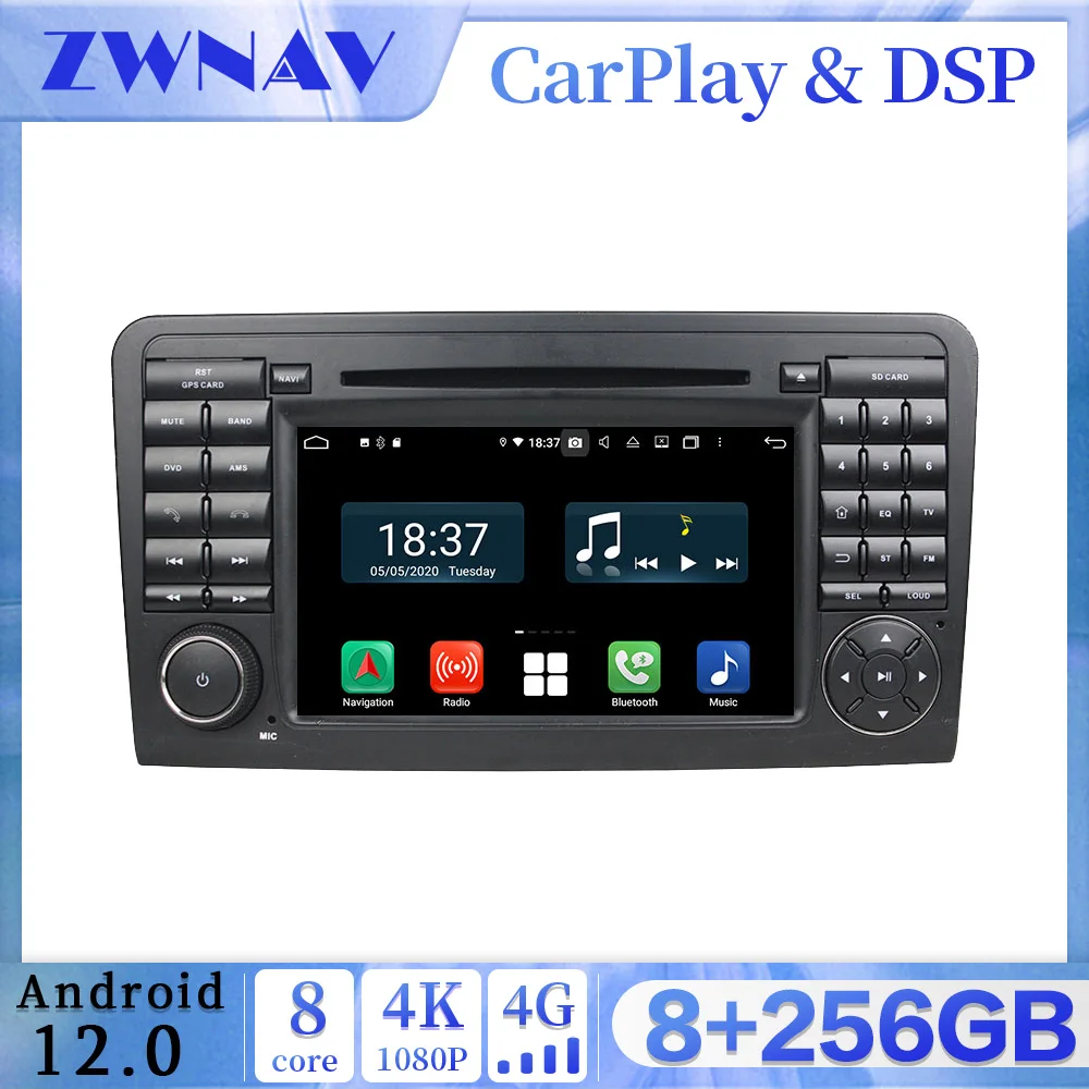 256GB Carplay Android 12 Screen Car Multimedia DVD Player For BENZ ML CLASS Car GPS Navi Auto Radio Audio Music Stereo Head Unit