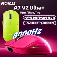 Ratón Inalámbrico para Juegos MCHOSE A7 V2 Ultra Plus, Ligero, con Doble Frecuencia de Sondeo de 8000Hz, PAW3950 TI, para Esports y Oficina, Compatible con Logitech