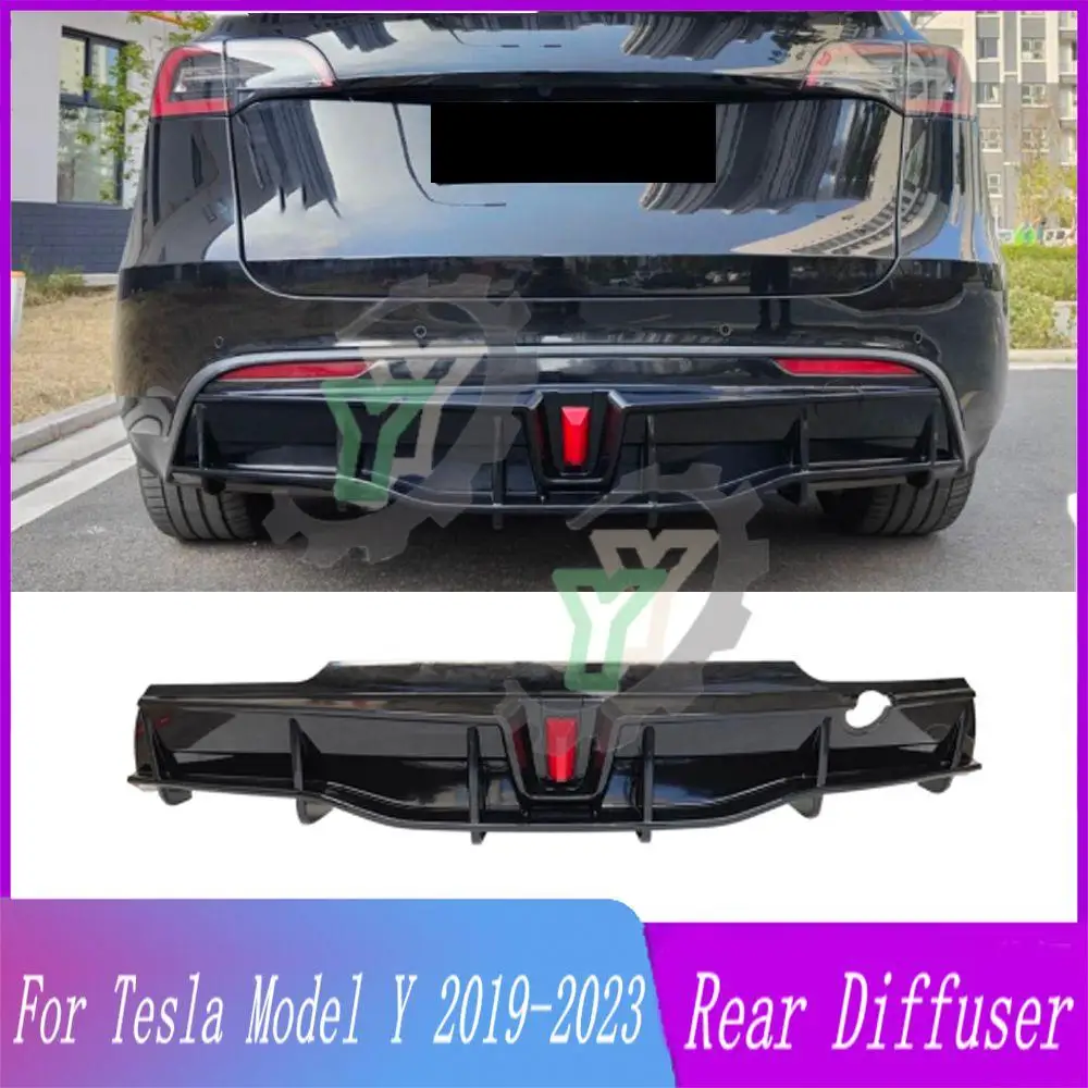 

Car Accessories Rear Bumper Diffuser Spoiler with Indicator Light Posterior Lip Body Kit For Tesla Model Y 2019 2020 2021-2023