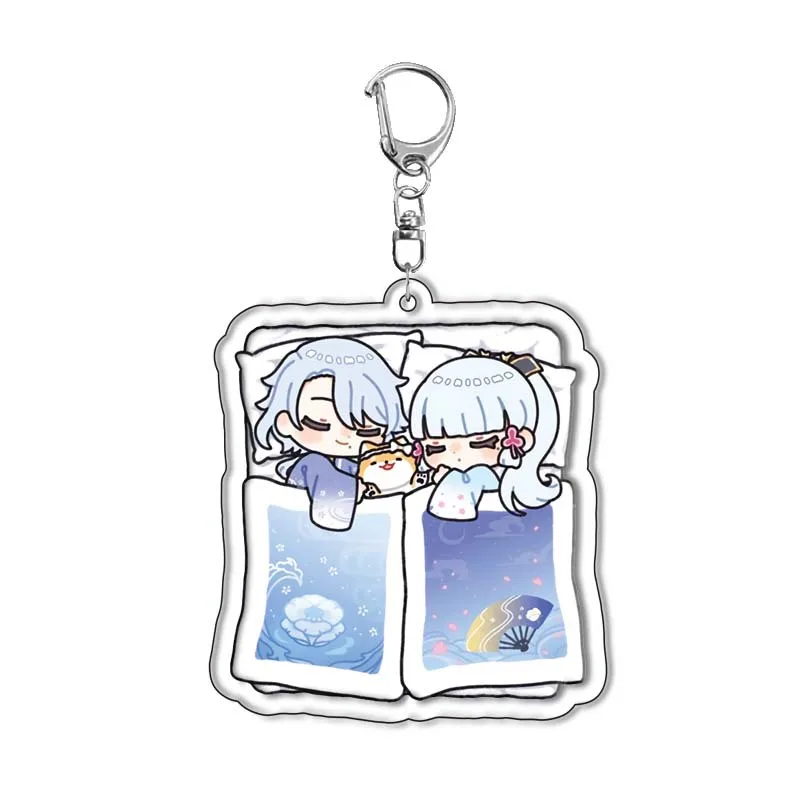 New Game Impact Sleeping Position Figures Keychain Adorkable Venti Hutao Xiao Kazuha Tighnari Key Chain For Boys Girls Toy Gift