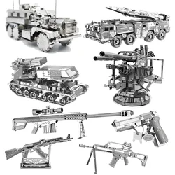 3D Metal Puzzle Military DF-11 Missile Vehicle Rocket Launcher GMC Truck Vehicle Assembly Model Jigsaw Puzzle Toys For Adult