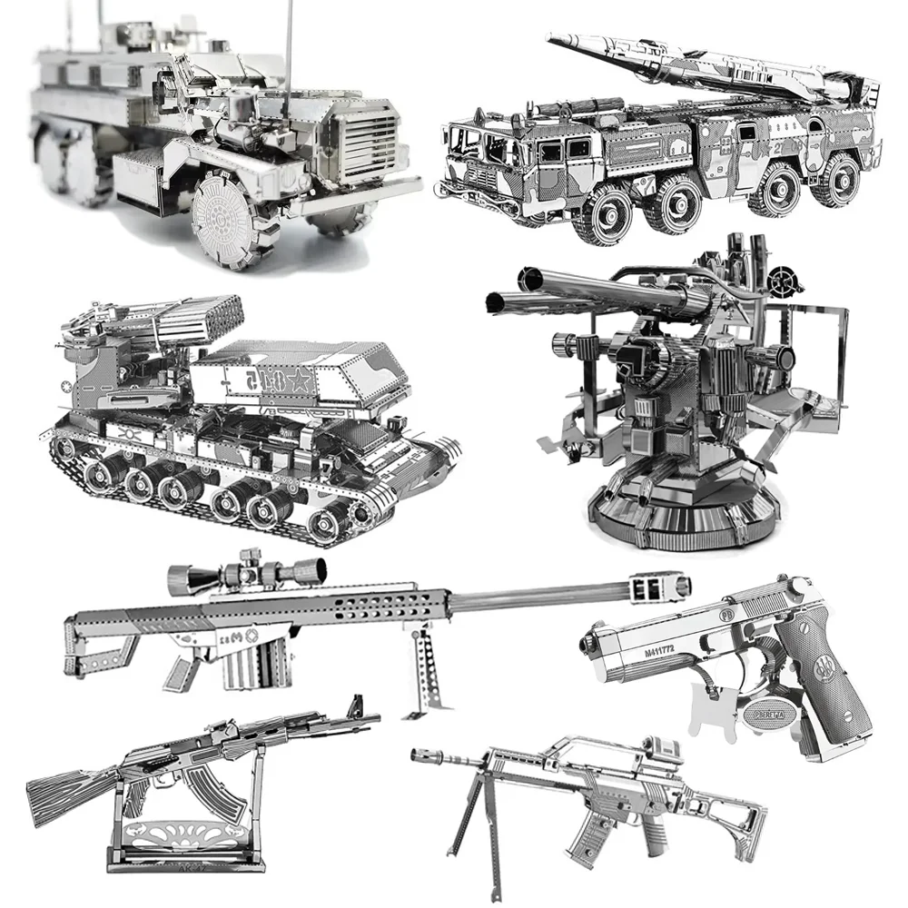 3D Metal Puzzle Military DF-11 Missile Vehicle Rocket Launcher GMC Truck Vehicle Assembly Model Jigsaw Puzzle Toys For Adult