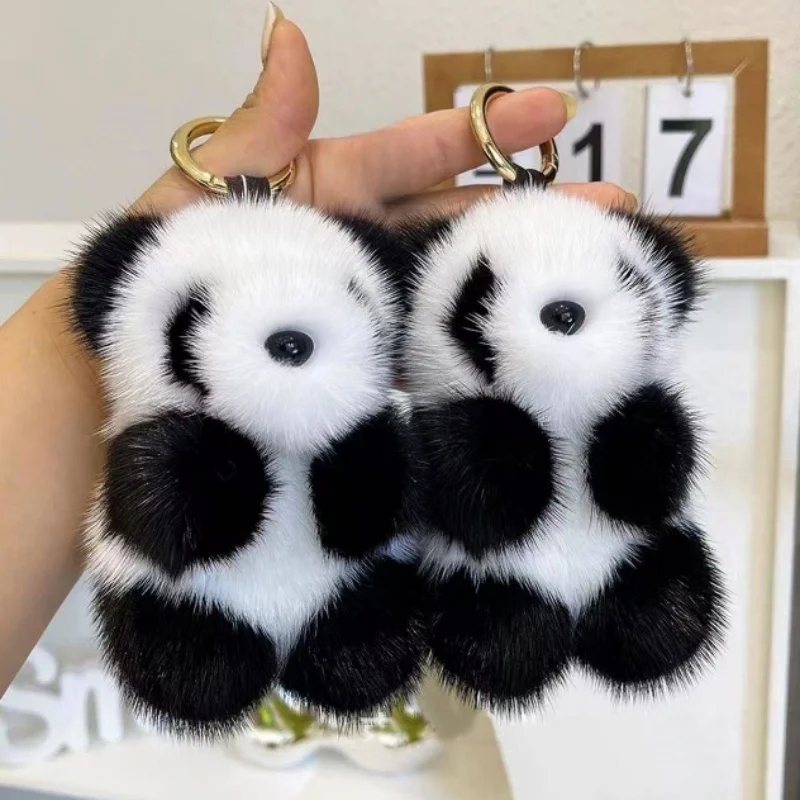 Cute Panda Plush Keychain Soft Mini Stuffed Animal Pendant Cute Panda Keychain Suitable Handbag Bag Charm Handmade