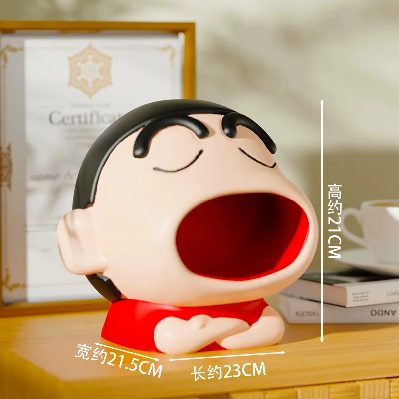 21cm Crayon Shin-Chan Anime Figures Peripheral Model Cute Ornament With Big Mouth Entrance Living Room Desktop Decoration