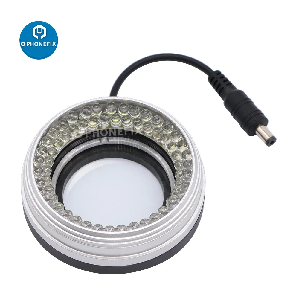 Lampe d'illuminateur à 72 anneaux LED, 50mm de diamètre intérieur, pour microscope stéréo, caméra vidéo HDMI VGA USB, source de lumière réglable