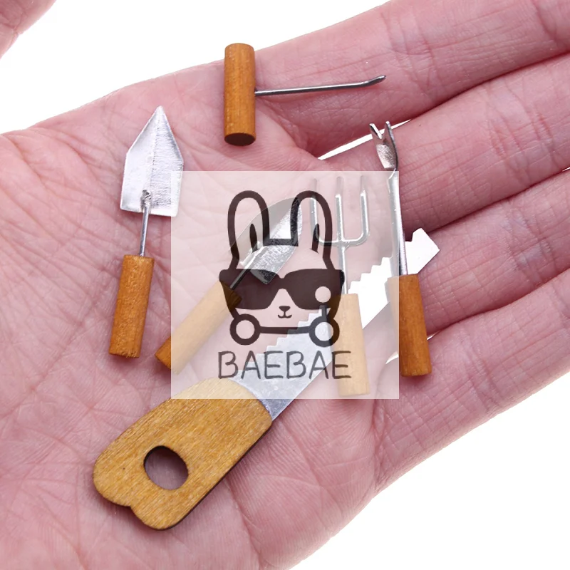 6PCS 1:12 Simulation Gardening Multi Tool Miniature Dollhouse Kids Cleaning Toys Mini Farming Tools Set