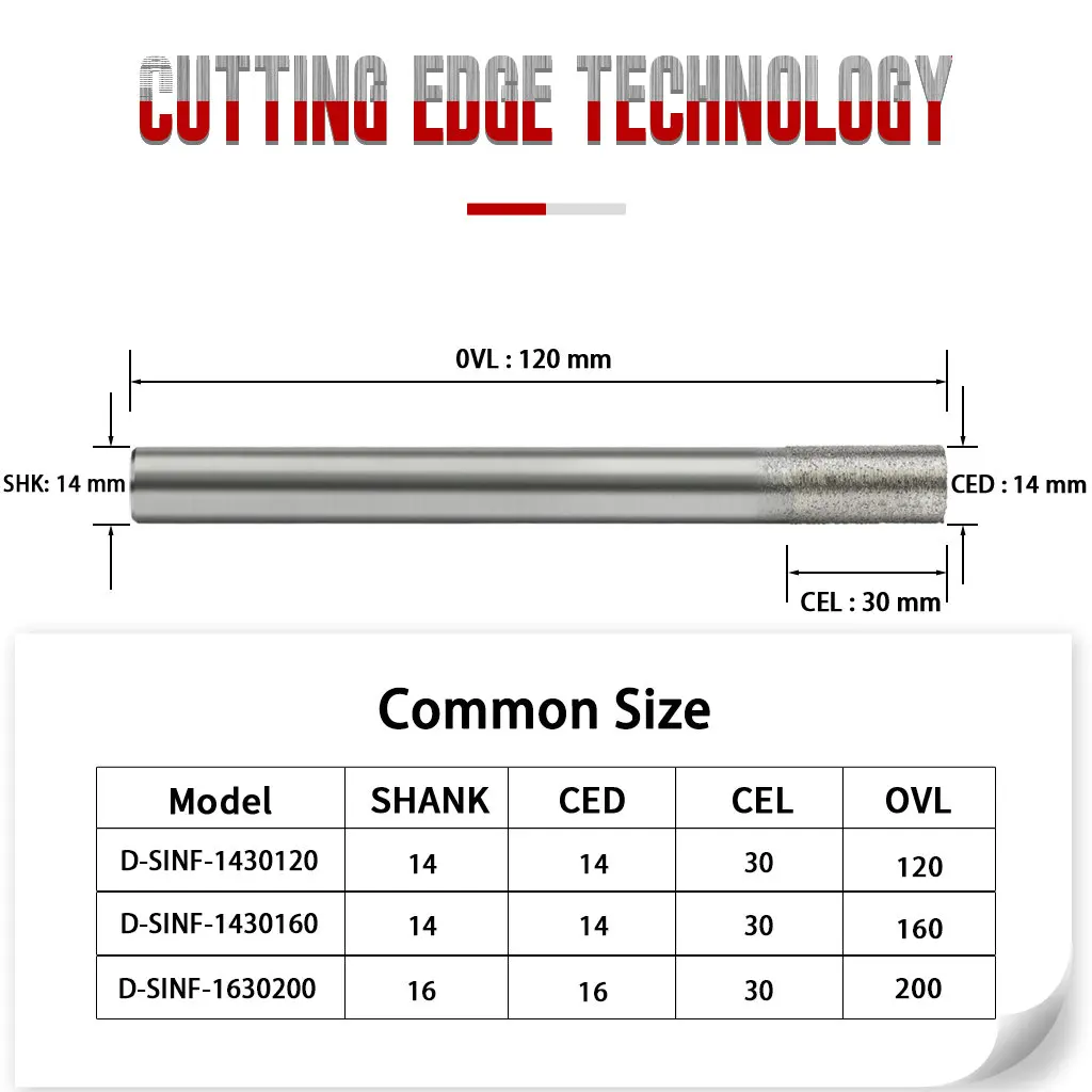 12-16mm Flat-End Sintering Diamond Router Cutter Stone Milling Bit Granite Cutting Tools for CNC Engraver 3pcs Straight Endmill