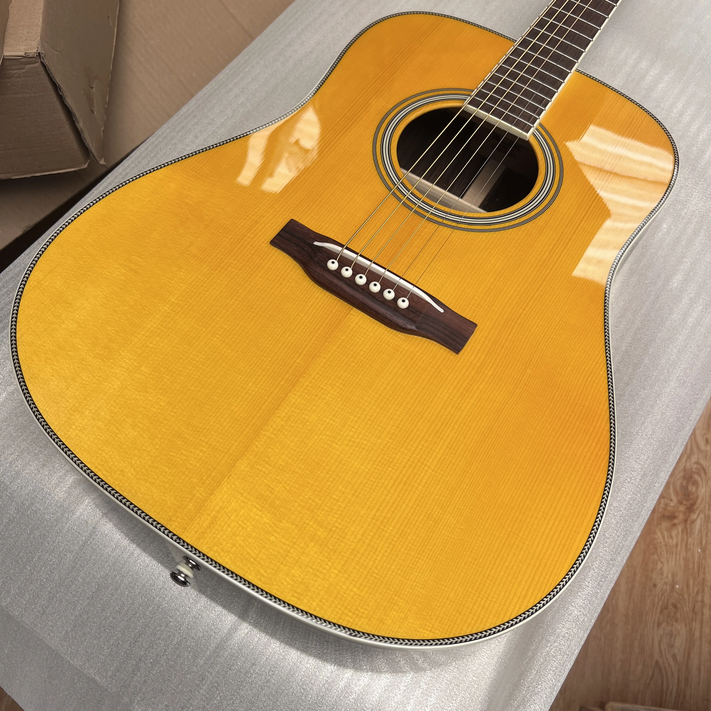 Professional Performance D-28CW Clarence White Acoustic Guitar，Professional Solid Spruce Top Rosewwod back and side Rosewood Fre