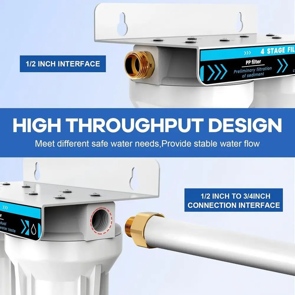 نظام تصفية المياه المزدوج RV، نظام تنقية المياه RV ذو 4 طبقات ومرحلتين، يزيل الرواسب والكلور والمعادن الثقيلة والروائح والماء F #5