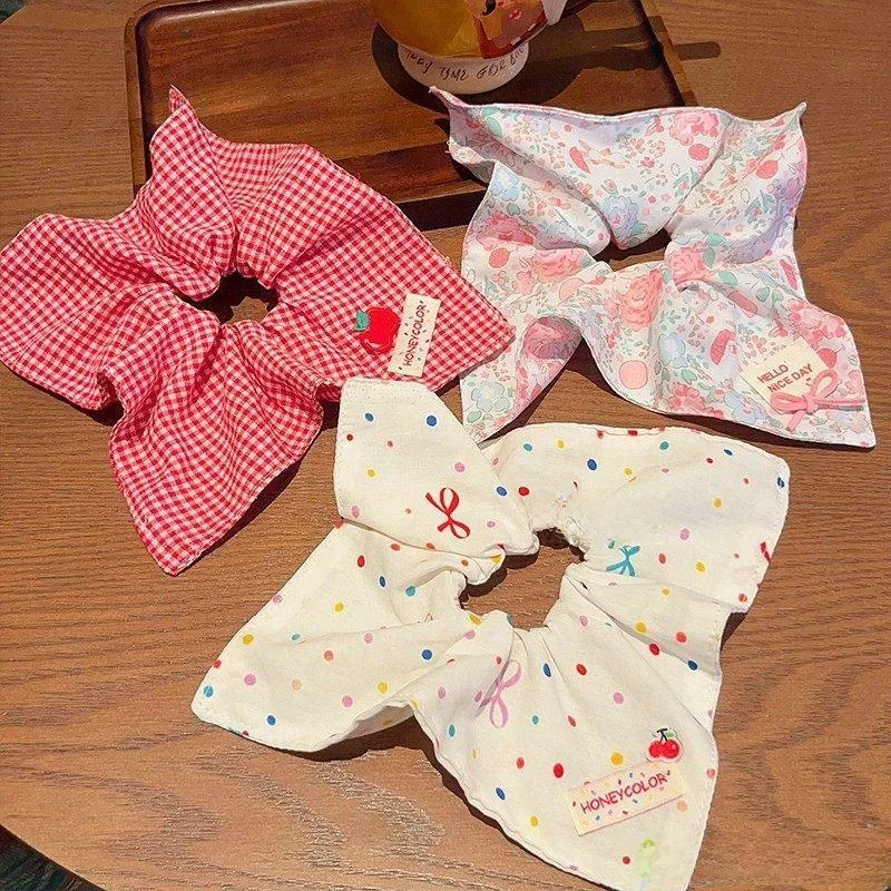 

Корейские квадратные резинки для волос в стиле платка, женские, для низкого хвоста, новые модные аксессуары для волос, яркие цвета, резинки с высокой эластичностью