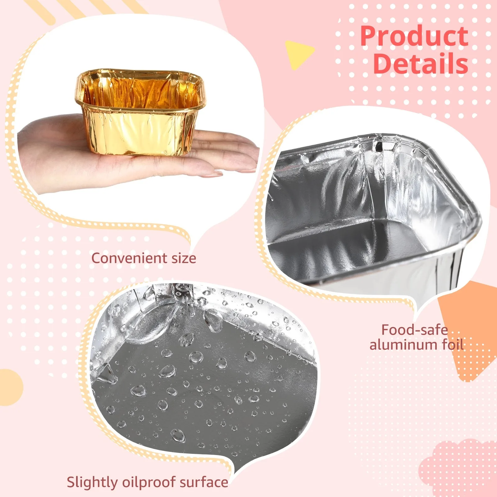 200Pcs Aluminum Foil Cupcake Liners Square Disposable Brownie Baking Cups Mini Dessert Cups Muffin Cheesecake Pans Muffin Holder