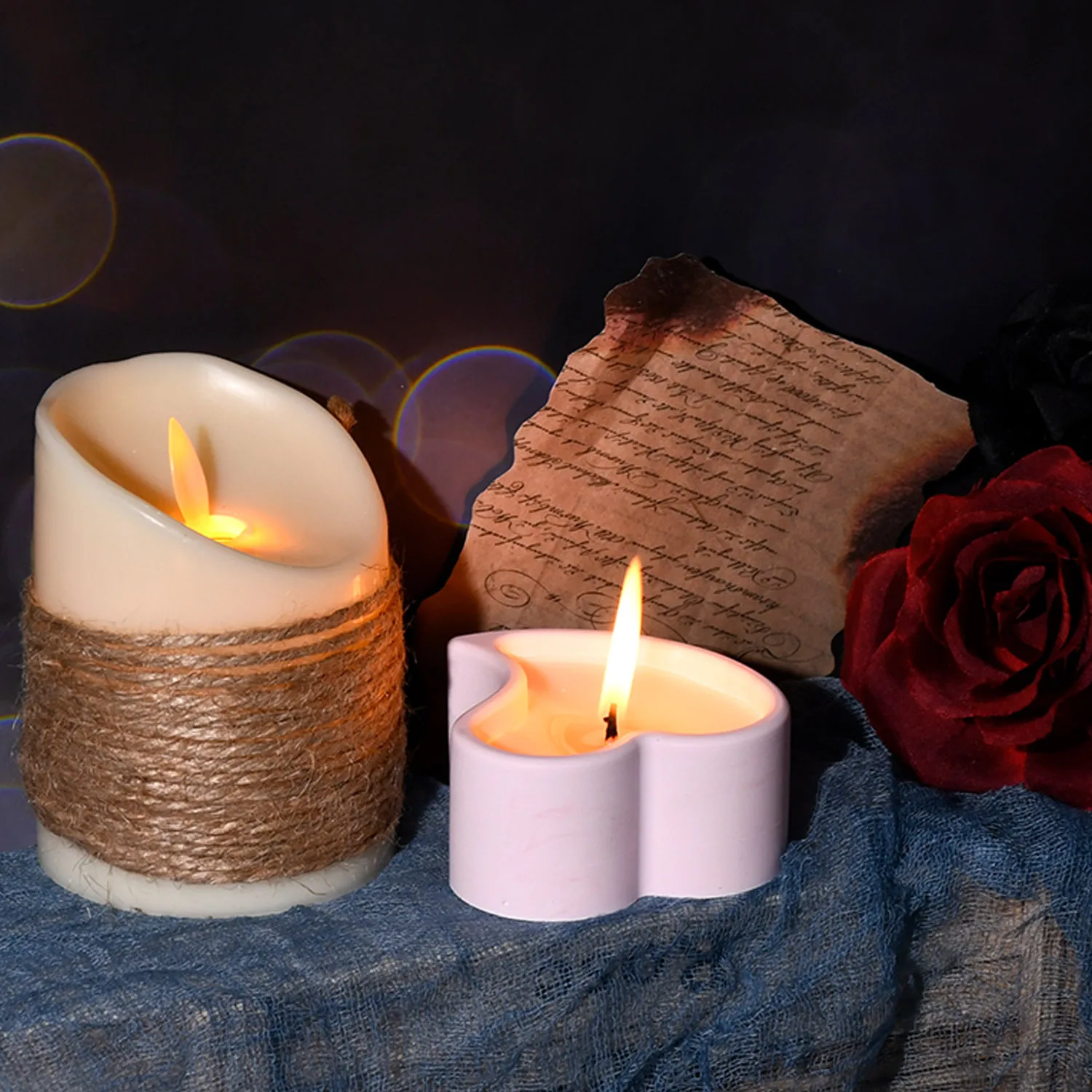 

2pcs Shape Molds Silicone Wax Mold Supplies DIY Silicone Heart Mold Candles Valentine Day Home Decor