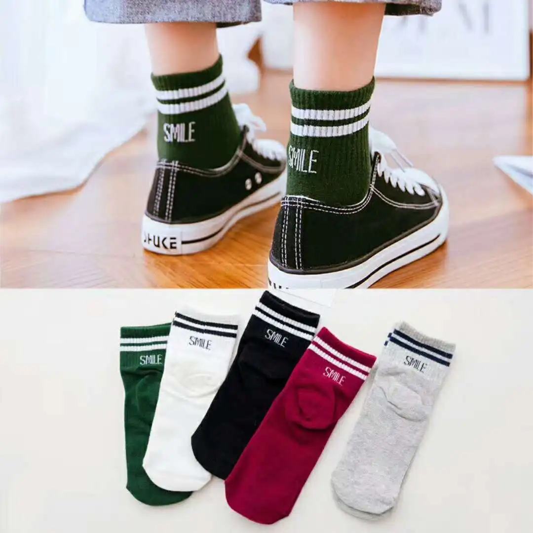 5 Pairs Pack Women Socks Girl Cartoon Bar Bear Lovely Happy Funny Smile Cute Kawaii Boat Ankle Short Cotton Socks носки женские