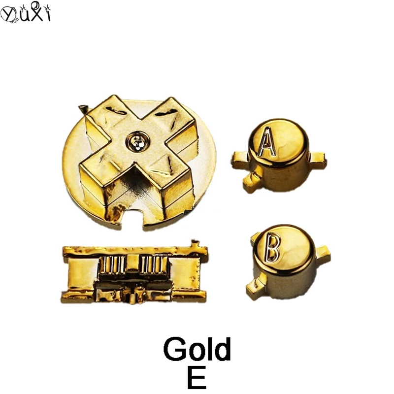 YuXi-GBC Electroplate Button Console Cross Key, ABLR Button, Full Buttons Set, Handle Acessórios de Manutenção, 1Set