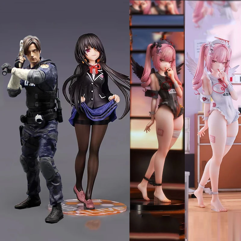 Anime Tokisaki Kurumi Figures GK DATE A LIVE Figure Uniform Tokisaki Dolls Leon Kennedy Action Figure Resident Evil Toys Model