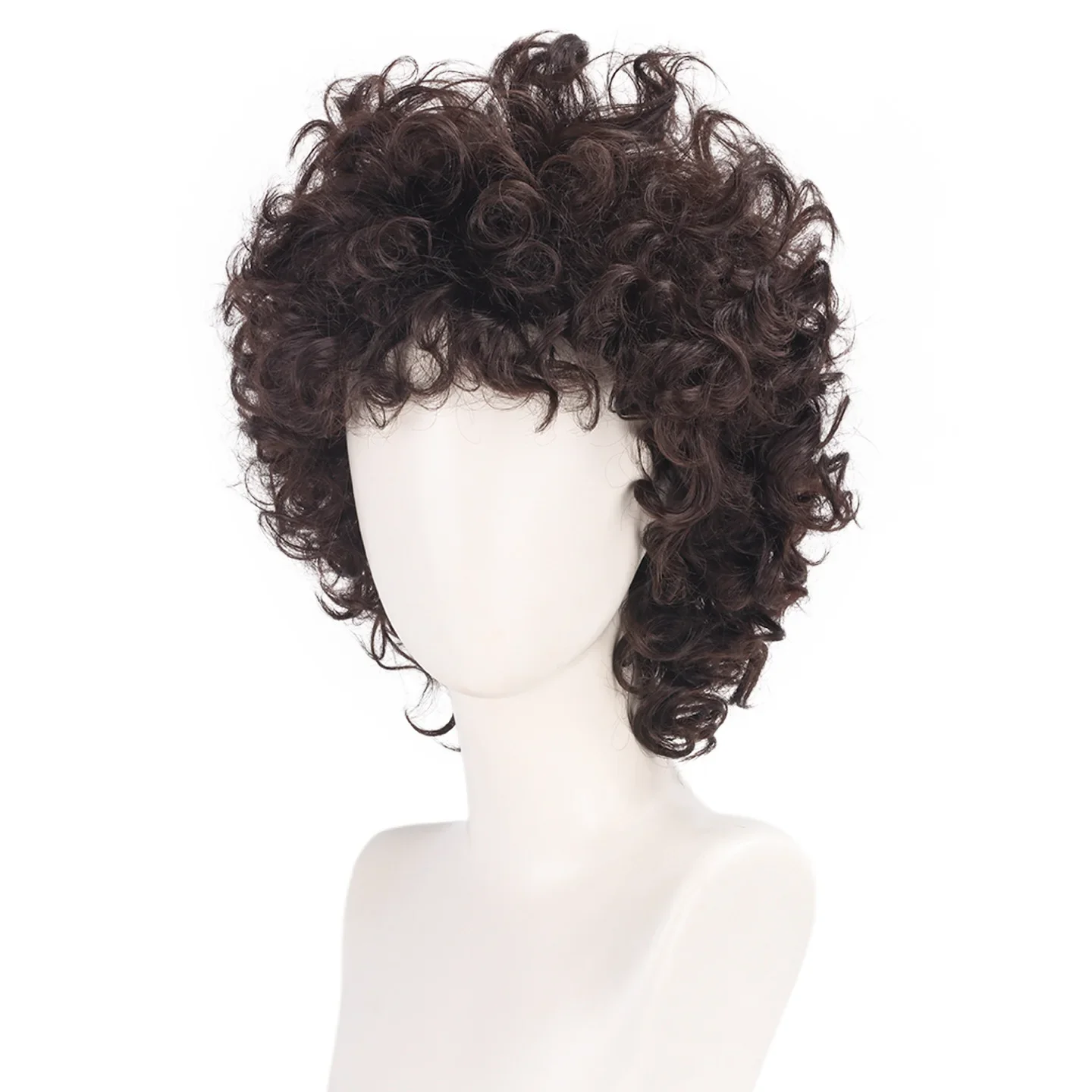 Dustin Henderson Cosplay Perücke für Mann Frau TV-Serie Rollenspiel Perücken Dunkelbraun Voluminöses lockiges Haar Party Kostümzubehör