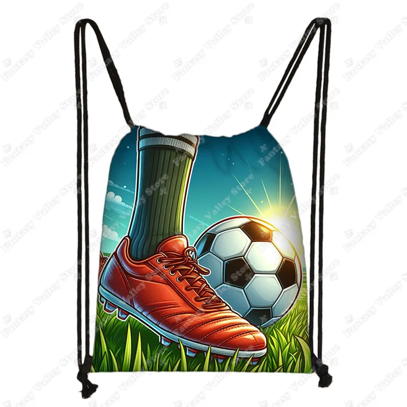 Cartoon Soccer / Football Print Backpack Soccer Afro Boy Rucksack Children Drawstring Bag Kids Bookbag Daypack Sport Bags Gift