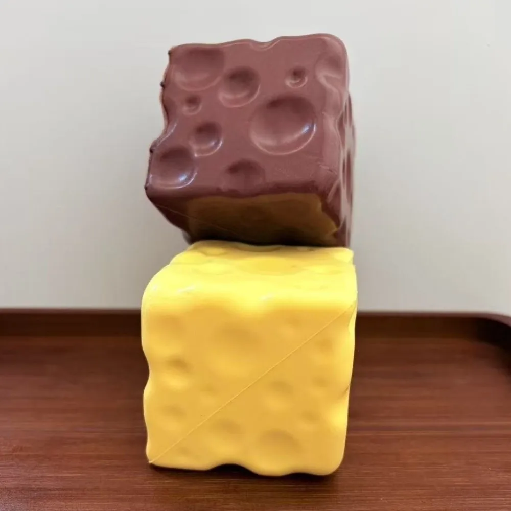 Novelty 6cm Cheese Squeezed Cube Realistic Anxiety Relief Cheese Squishy Toy Kneading Hand Relax Cheese Pinch Stress Relief image 2