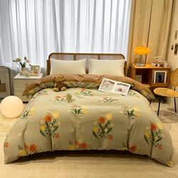1Pc Classic Flower Print Duvet Cover 100% Cotton Thickened Queen Size Quilt Cover Skin-friendly Soft Bedding for Kids Aldults