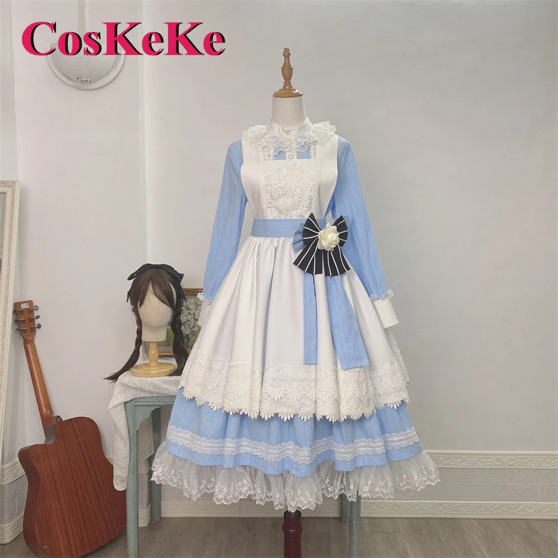 

CosKeKe [Customized] Anica Cosplay Anime Tempt The Villain's Dad Costume Sweet Gorgeous Blue Alice Maid Dress Role Play Clothing