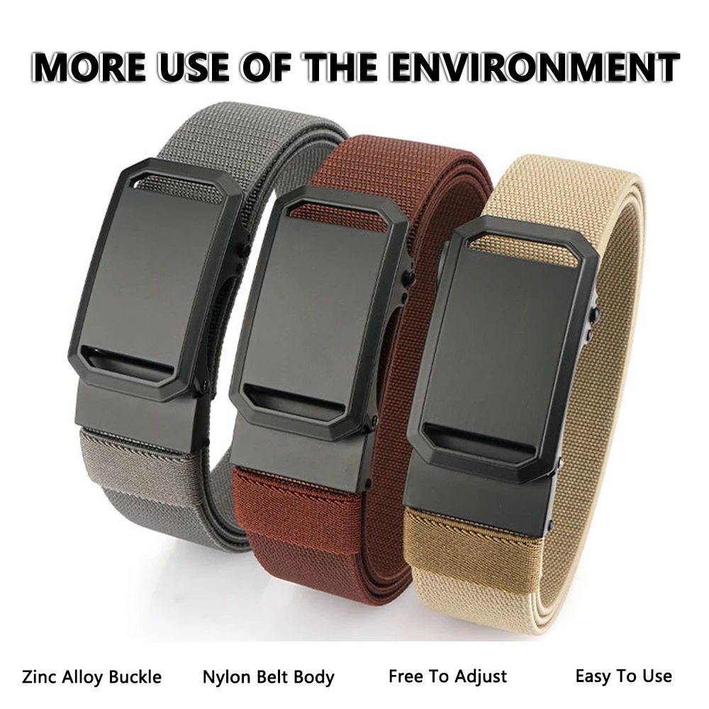 TUSHI Men Belt Elastic Metal Automatic Buckle Outdoor Hunting Tactical Jeans Pants Belt Nylon Breathable Belts Big Size Belts