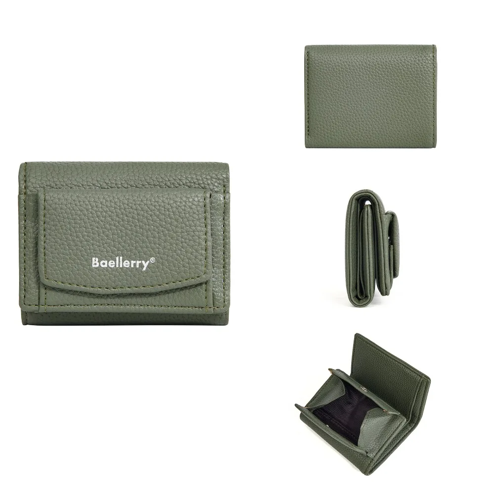 

Fashion PU Leather Short Folding Card Bag Korean Style Causal Folding Wallet Solid Color Multi-card Slot Card Holder Girl