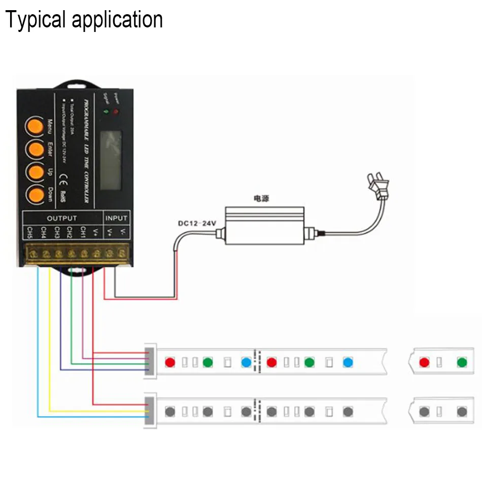 TC420SJ programowalny kontroler listwy RGB LED DC12V-24V TC420 aktualizacja 5 kanałów łączna moc wyjściowa 20A wspólna anoda programowalna