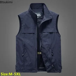 New 2026 Men's Lightweight Outdoor Vest Work Hiking Fishing Photo Travel Vest Men Running Sports Sleeveless Coats Mesh Waistcoat