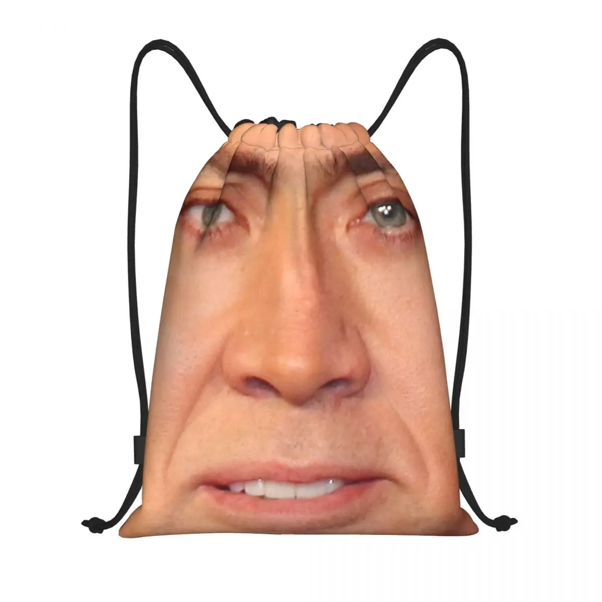 Nicolas Cage Face Drawstring Bag Women Men Portable Gym Sports Sackpack Funny Meme Shopping Backpacks